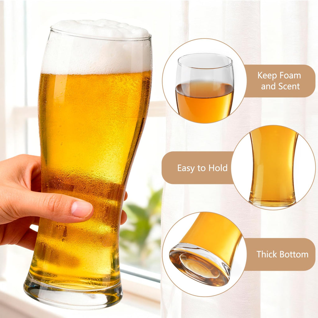 BPFY 6 Pack 16oz Pilsner Beer Glasses, Bar Glassware, Drinking Glasses for Home Kitchen Entertainment