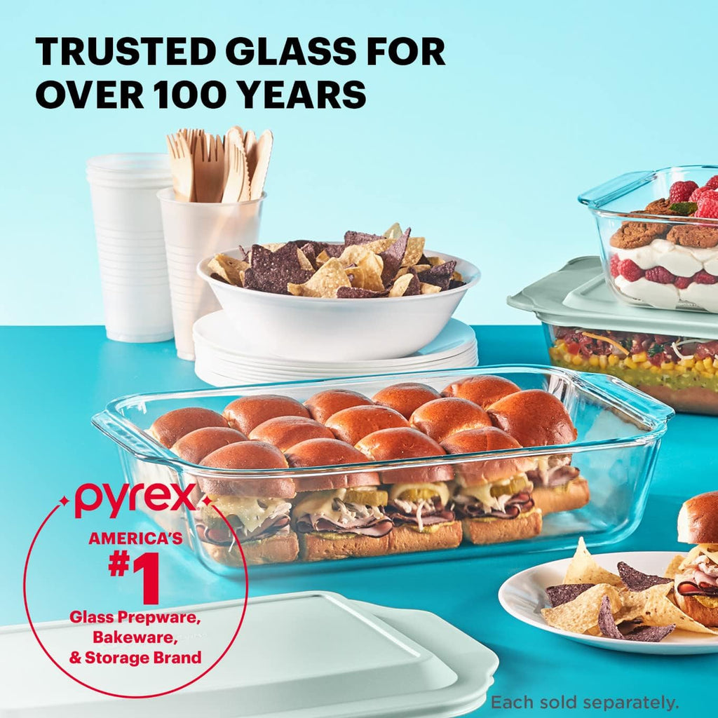 Pyrex Deep Glass Baking Dish - 9x13 Inch Casserole Dish with Lid | Oven, Freezer & Microwave Safe