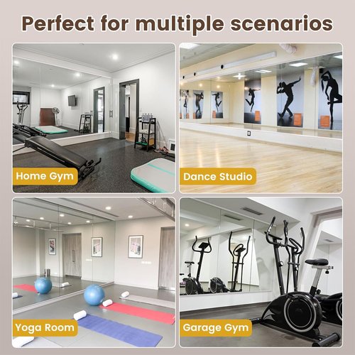 LOAAO Gym Mirror - 3-Piece Tempered Glass Set | Flexible 47.24"x29.53" Design for Home Gym & Dance Studio