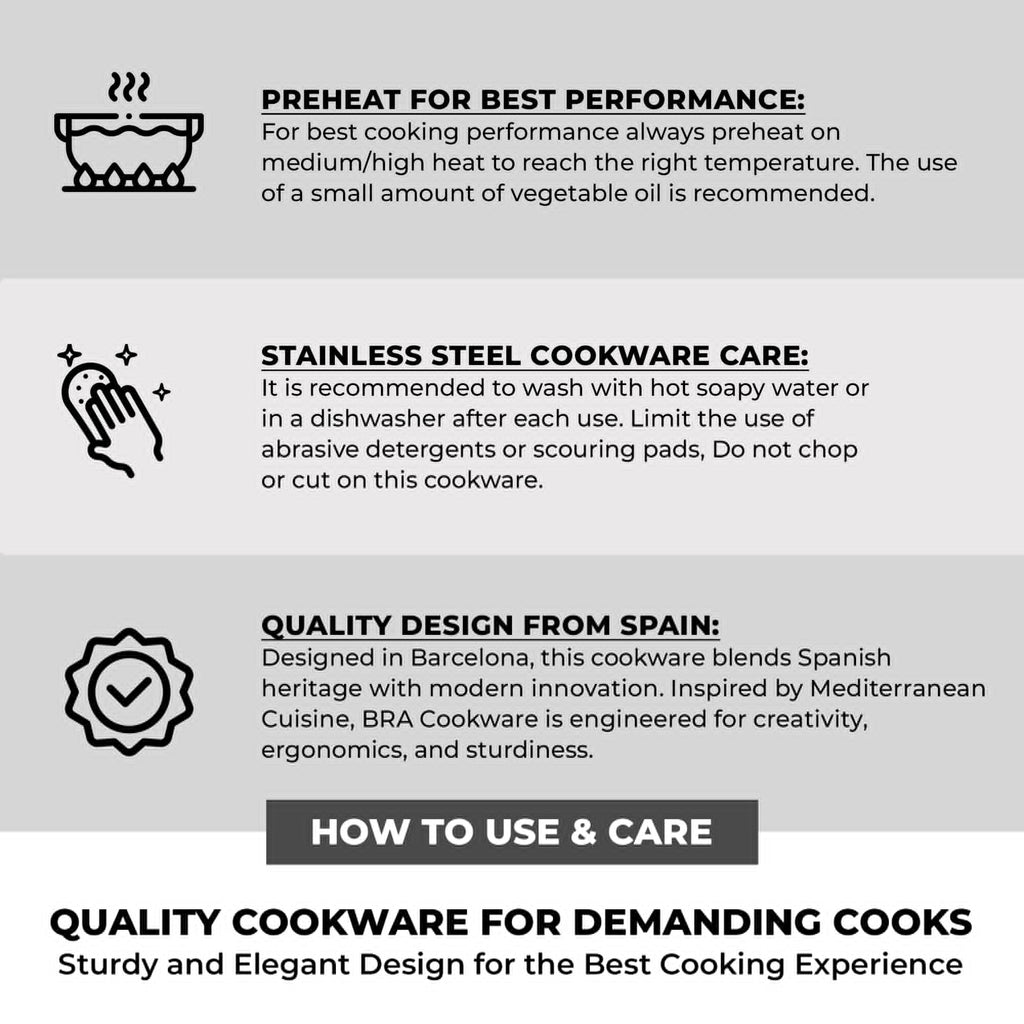BRA COOKWARE Master Stainless Steel Stock Pot w/Glass Lid | 8 Inch 2.4 Quart Premium 18/10 Cooking Pot | PFAS Free Deep Pot | Silicone Coated Handles | All Cooktops (incl. Induction) | Shiny Finish