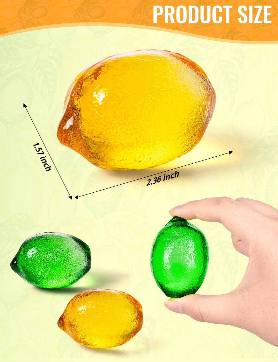 Skiennix Glass Lemon Figurines - Charming 2-Inch Collectibles for Home or Office Decor