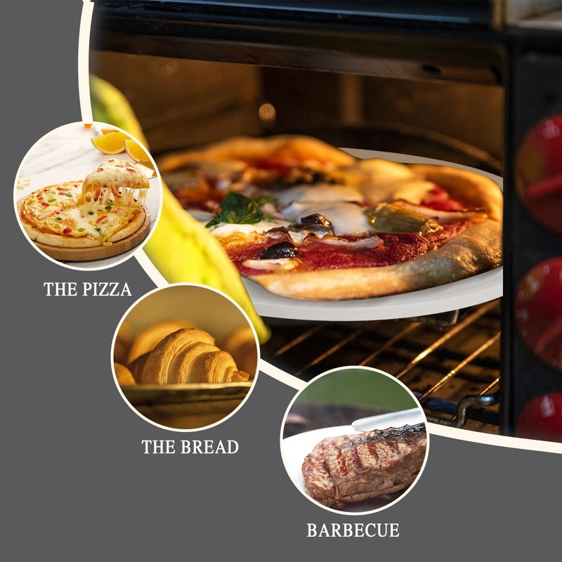 AUPLEX 14'' Pizza Stone for Oven and Grill Round Baking Stone Heavy Duty Cordierite Pizza Cooking Pan for Indoor Electric Ovens Baking Crisp Crust Pizza Bread with RV Oven Home(36cm*1.1cm)