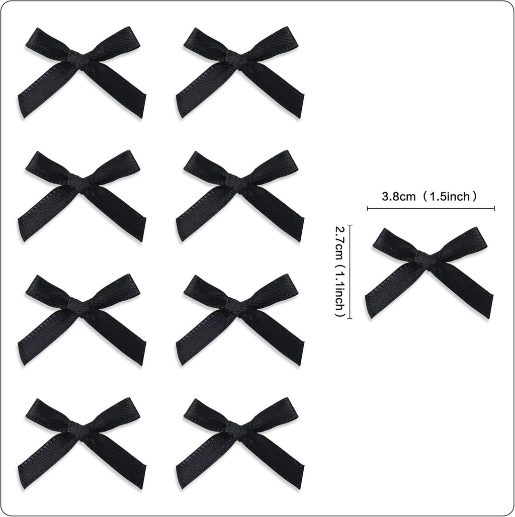 Skiennix 40 Pcs Black Bow Cupcake Toppers - Elegant Picks for Valentine's Day, Weddings & Parties