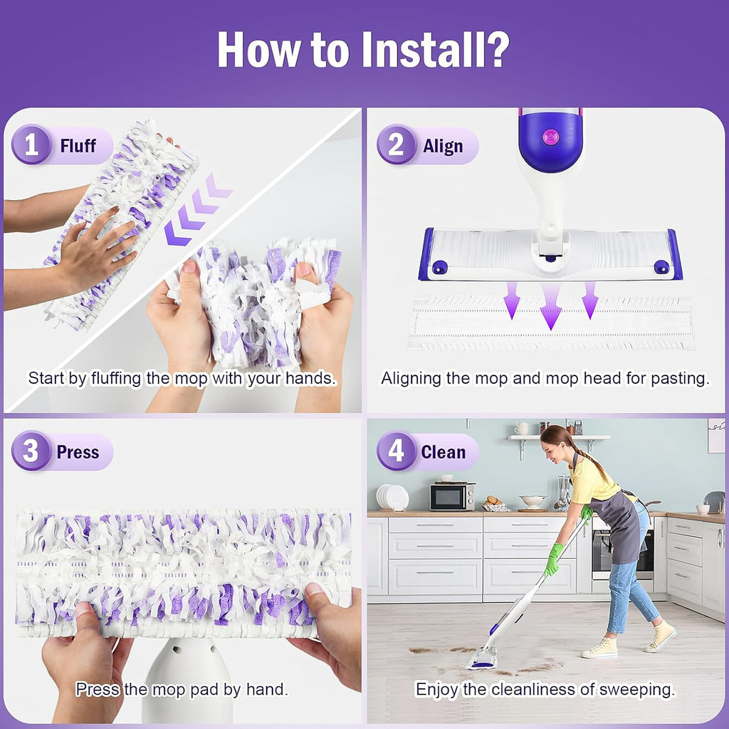 Skiennix 40 Pack Disposable Refill Pads - Multi-Surface Replacement for Power Mop™ & Wood Mop