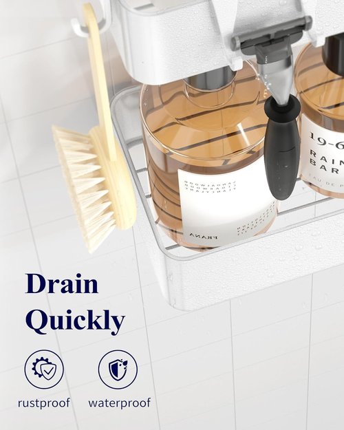 Kitsure Shower Caddy - Rustproof Adhesive Organizer | 2-Pack Large Metal Shelves, No-Drill, White