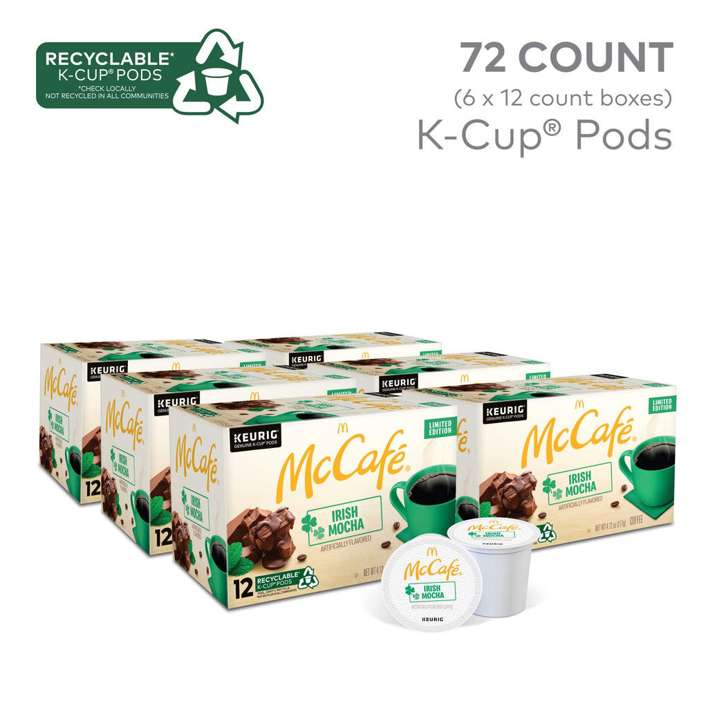 McCafe Irish Mocha, Keurig Single Serve K-Cup Pods, Flavored Coffee, 72 Count (6 Packs of 12)