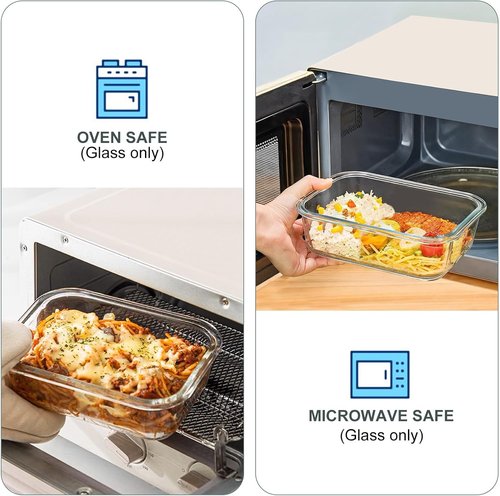 KOMUEE Glass Food Storage Containers - 10 Pack Airtight Meal Prep Lunch Boxes | Freezer & Microwave Safe