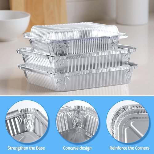 40 Pack Disposable Aluminum Foil Pans with Lids - 9x9 & 8x8 Square for Meal Prep and Cooking