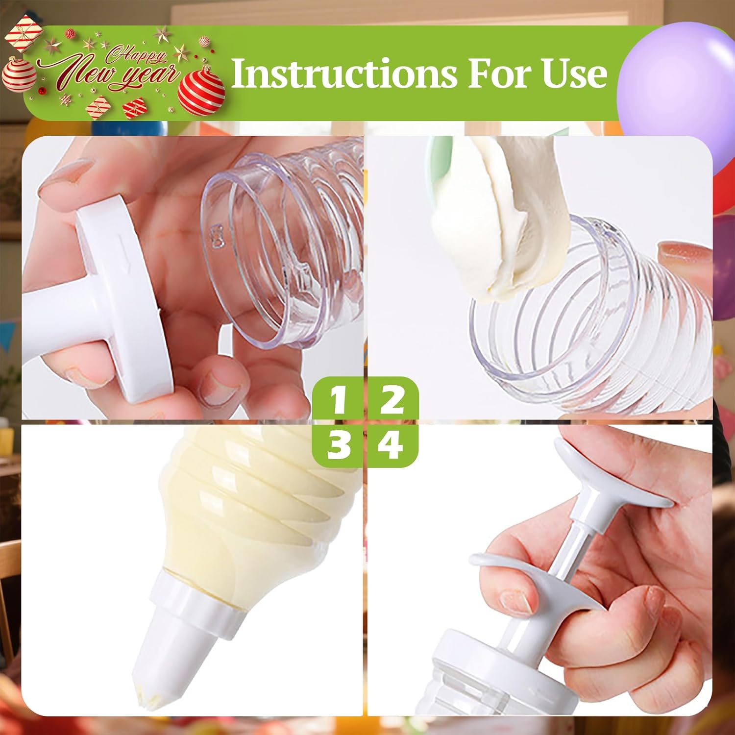 Suuker Cake Decorating Gun - Cupcake Icing Piping Kit with 8 Tips | White Decorating Set