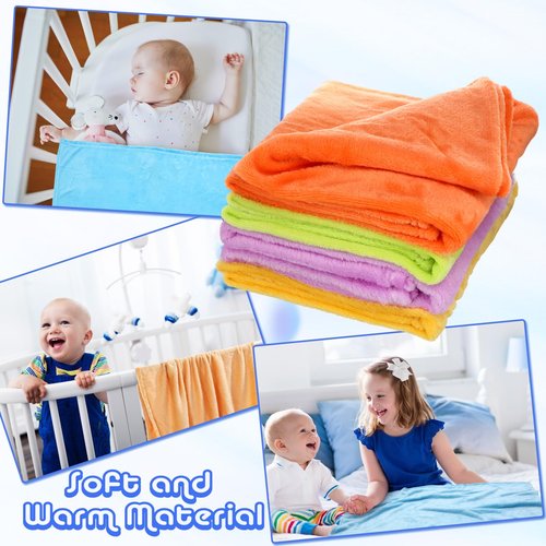 Kinlop 16 Pcs Fuzzy Baby Blankets Bulk, 39 x 27 Inch Soft Kid Blankets, Cozy Lightweight Warm Fleece Throw, for Spring Summer Infant Toddler Girls Boys, Crib Preschool Bedding (Bright Color)