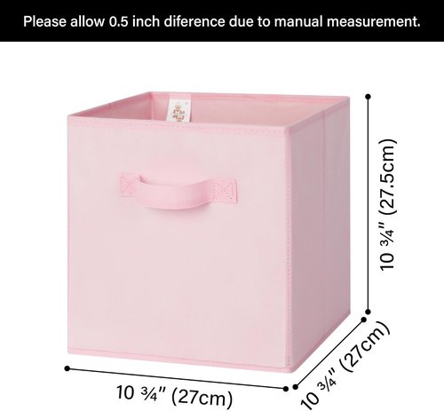 GRANNY SAYS Cube Storage Bins - 11-Inch Collapsible Fabric Organizers with Handle - Pink, 8-Pack