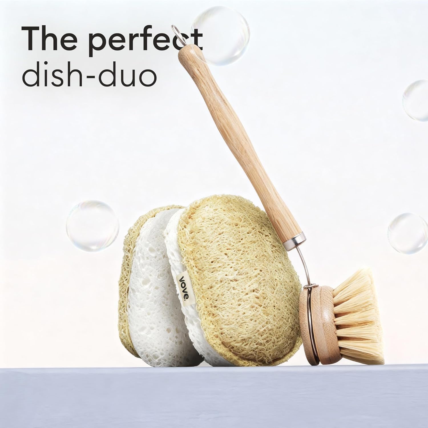 Vove Scrub Sponges - Eco-Friendly Loofah Dish & Kitchen Sponges | 4 Pack with Natural Cellulose & Cotton