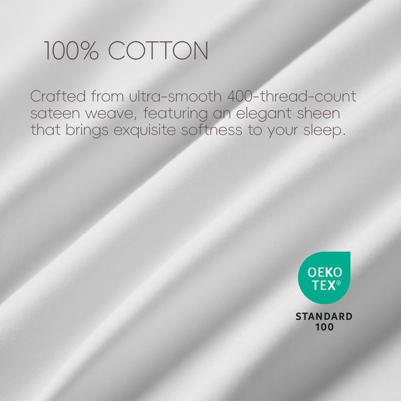 Ranznaz White Pillow Shams King Size Set of 2, 100% Cotton 400TC Sateen Luxury Hotel Pillowcases, Piping Oxford Pillow Cases with Envelope Closure for Bedding Linen, 20x36 Inches