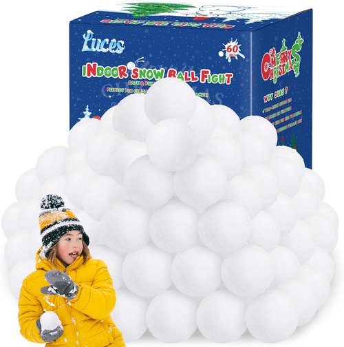 Luces 60 PCS Indoor Snow Balls - Soft Artificial Fake Snowballs for Winter Toss Games & DIY Fun