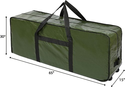 HOMEST Christmas Tree Storage Bag - Zippered, Reinforced Handles & Wheels for 7.5-9 ft Trees | Green