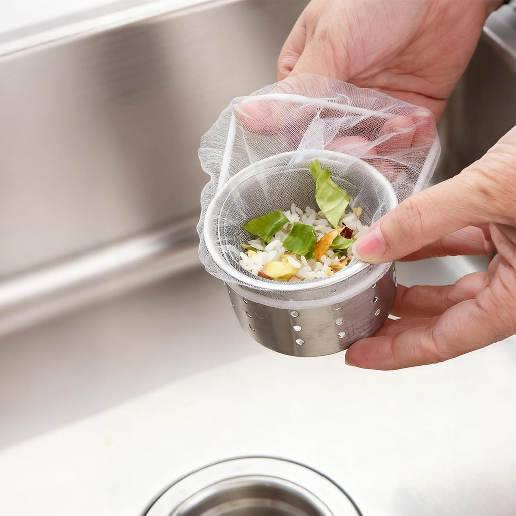 Skiennix 400 Pack Disposable Sink Strainer Bags - Ultra-Fine Elastic Mesh Food Catcher for Kitchen Drains