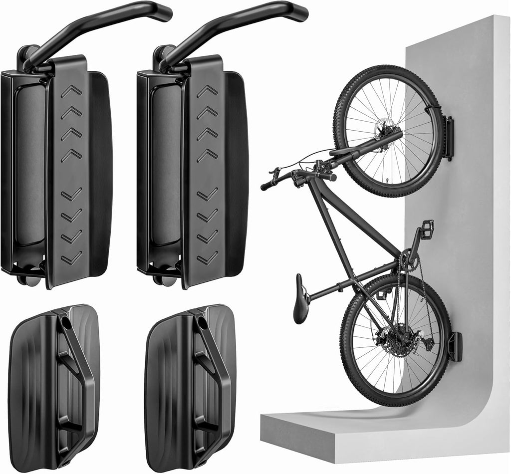 PEGZONE Heavy Duty Bike Hooks - Adjustable Wall Mount Hanger for Garage | Holds 77 Lbs, 2 Pack