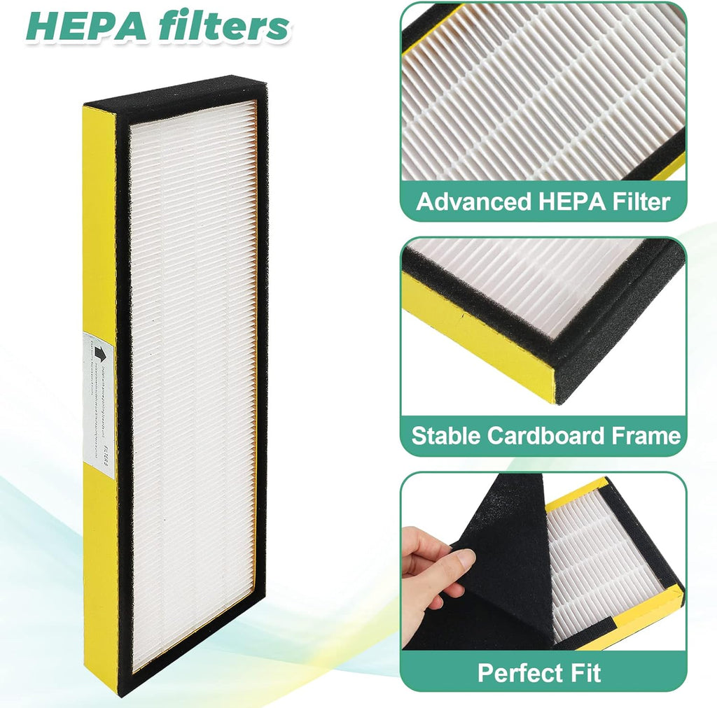Techecook FLT4825 Filter B Replacement - 2 True H13 Filters & 8 Activated Carbon Pre-Filters for G-Guardian Air Purifiers