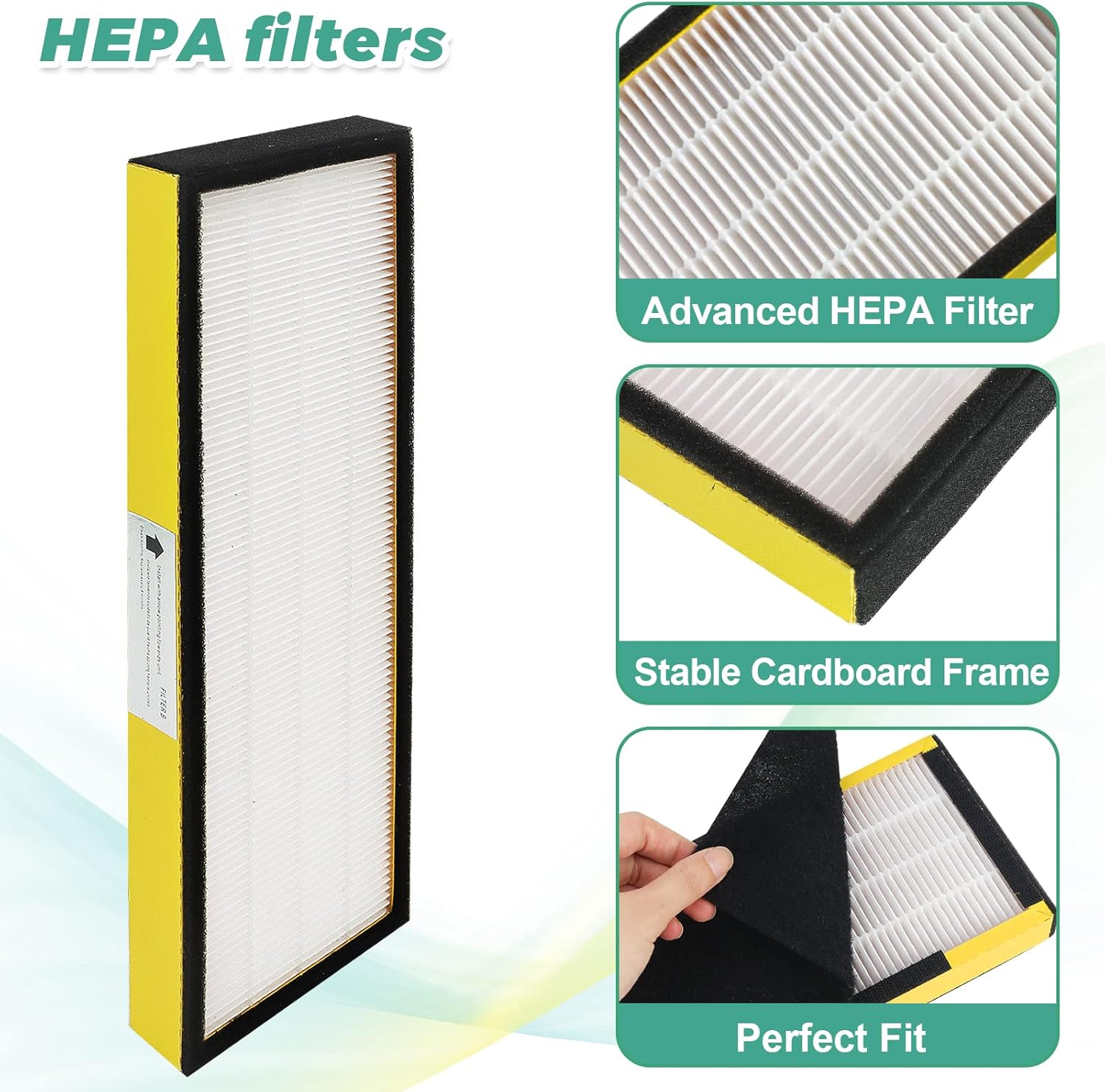 Techecook FLT4825 Filter B Replacement - 2 True H13 Filters & 8 Activated Carbon Pre-Filters for G-Guardian Air Purifiers