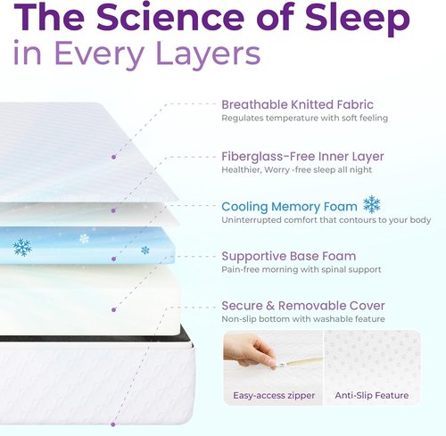 GAESTE Twin Cooling Memory Mattress - Medium Firm CertiPUR-US Certified Foam for Pressure Relief | 6 Inch, Fiberglass Free