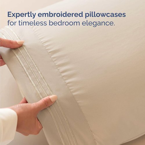 Comfy Twin Size 3-Piece Sheet Set by [Brand Name] | Breathable Cooling Bed Sheets - Ultra-Soft, Deep Pockets, Wrinkle-Free - Oeko-Tex Certified - Cream