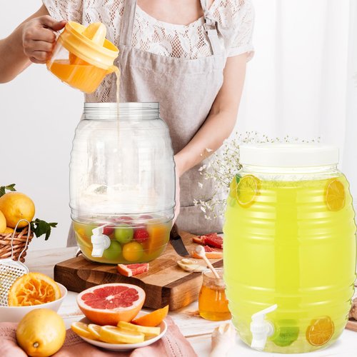 Honeydak 2 Pieces 2.7 Gallon Plastic Beverage Dispenser with Spigot Clear Extra Large Plastic Beverage Dispenser Summer Drink Holder with Tap for Party Lemonade Cold Water Beer
