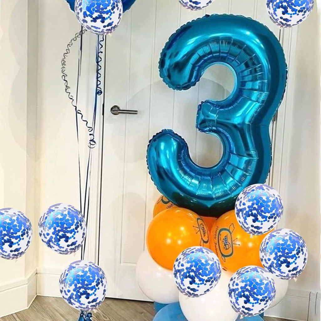 Skiennix Large Blue Foil Number 3 Balloon - 40 Inch Helium Balloon for Birthday & Graduation Celebrations