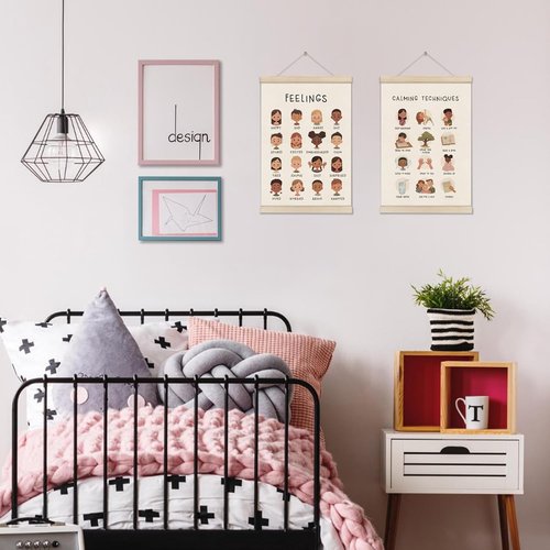 DOI-LANEE Feelings Chart - 16x12 Inch Montessori Emotions Poster | Mental Health Decor Set of 2
