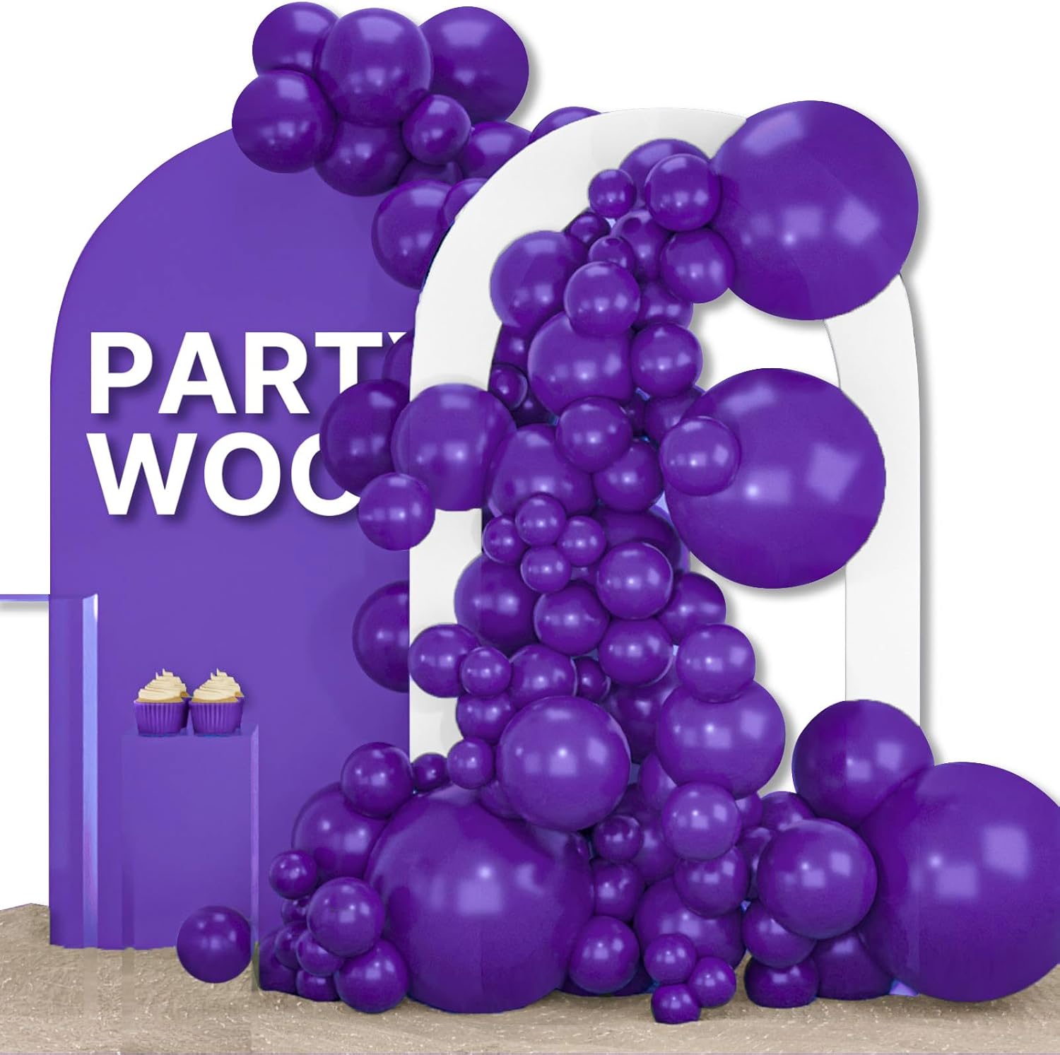 PartyWoo Dark Purple Balloon Arch Kit - 155pcs in Various Sizes for Birthday & Graduation Celebrations