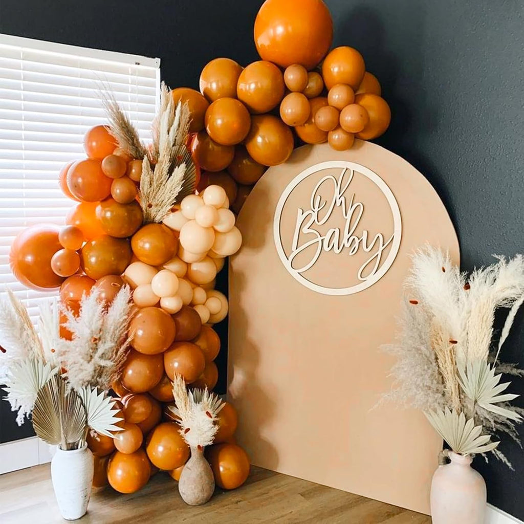 PartyWoo Burnt Orange Balloons - 120pcs in Various Sizes for Autumn Boho Party Decor | Perfect for Thanksgiving & Halloween