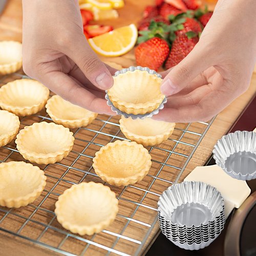 ISKYBOB 20 Pack Egg Tart Pans, 2.4 x 0.8in Mini Metal Cupcake Pans Pie Cookie Muffin Tins Reusable Baking Mold Cups