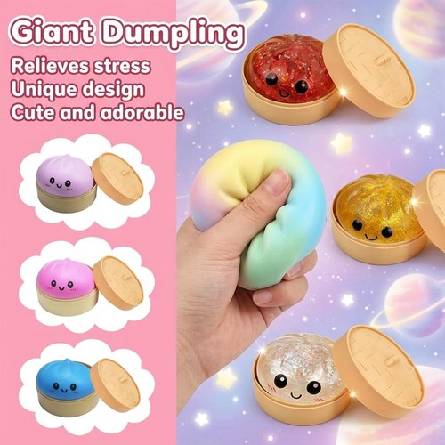 Dumpling Squishy | Glitter Dumplings Stress Balls - Colorful Fidget Sensory Toy for Easter Basket Stuffers