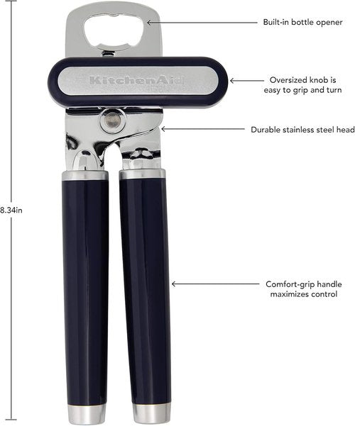 KitchenAid Classic Can Opener - Multifunctional Bottle Opener, 8.34-Inch, Cobalt Blue