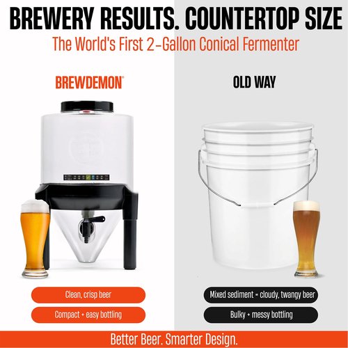 BrewDemon Conical Fermenting System - NO AIRLOCK OR SIPHON REQUIRED - Made of BPA FREE Food Grade Plastic that imparts zero unwanted flavors into your Brew!