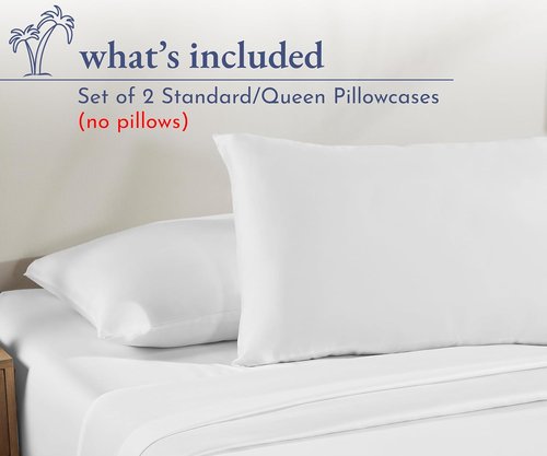 California Design Den Pillowcases - 100% Cotton Soft Sateen Weave, Set of 2 | Bright White, Queen Size
