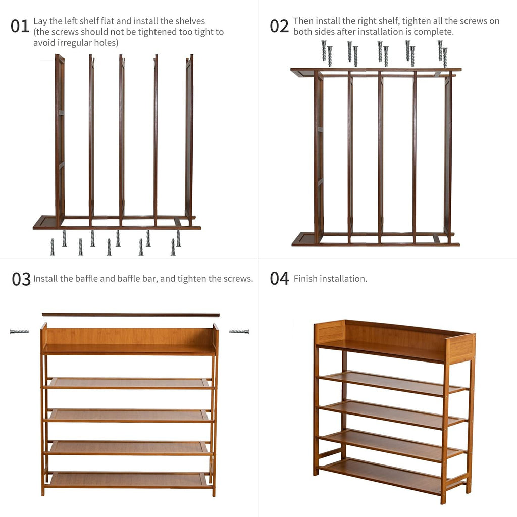Bamboo Shoe Rack Organizer - 5-Tier Storage Shelf for Entryway, Hallway & Closet | Natural Finish (31.5")