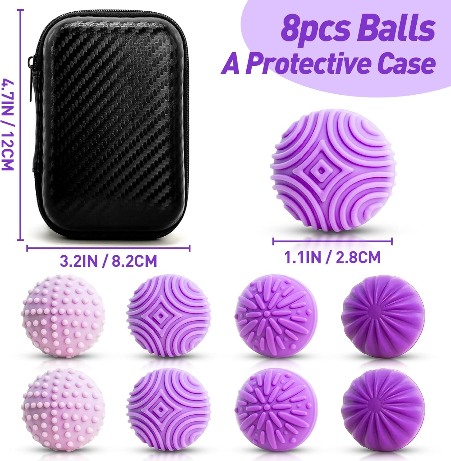 Skiennix Fidget Toys - Magnetic Stress Balls for Adults & Teens | 8pcs Silicone Sensory Relief Set - Lavender