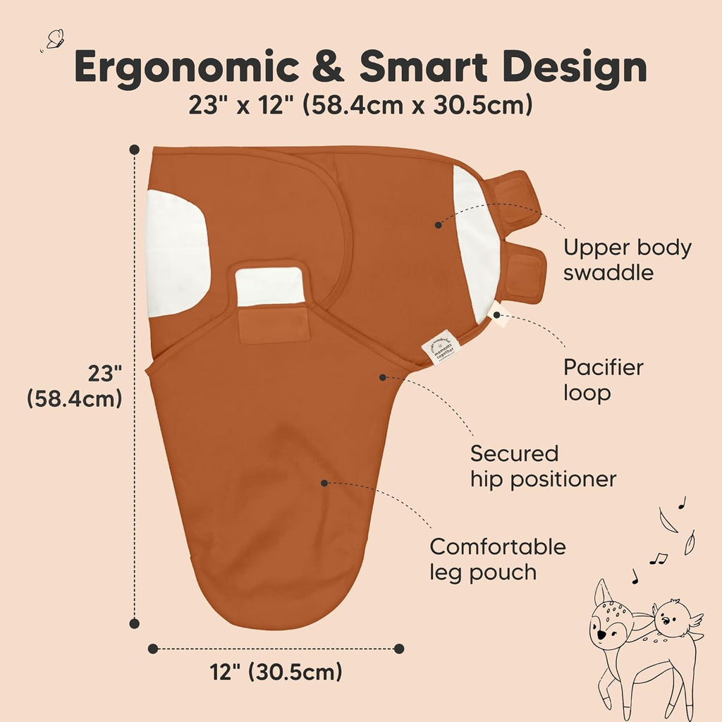 Skiennix Organic Baby Swaddle Sleep Sacks - Soft & Snug 3-Pack for Newborns 0-3 Months | Terracotta