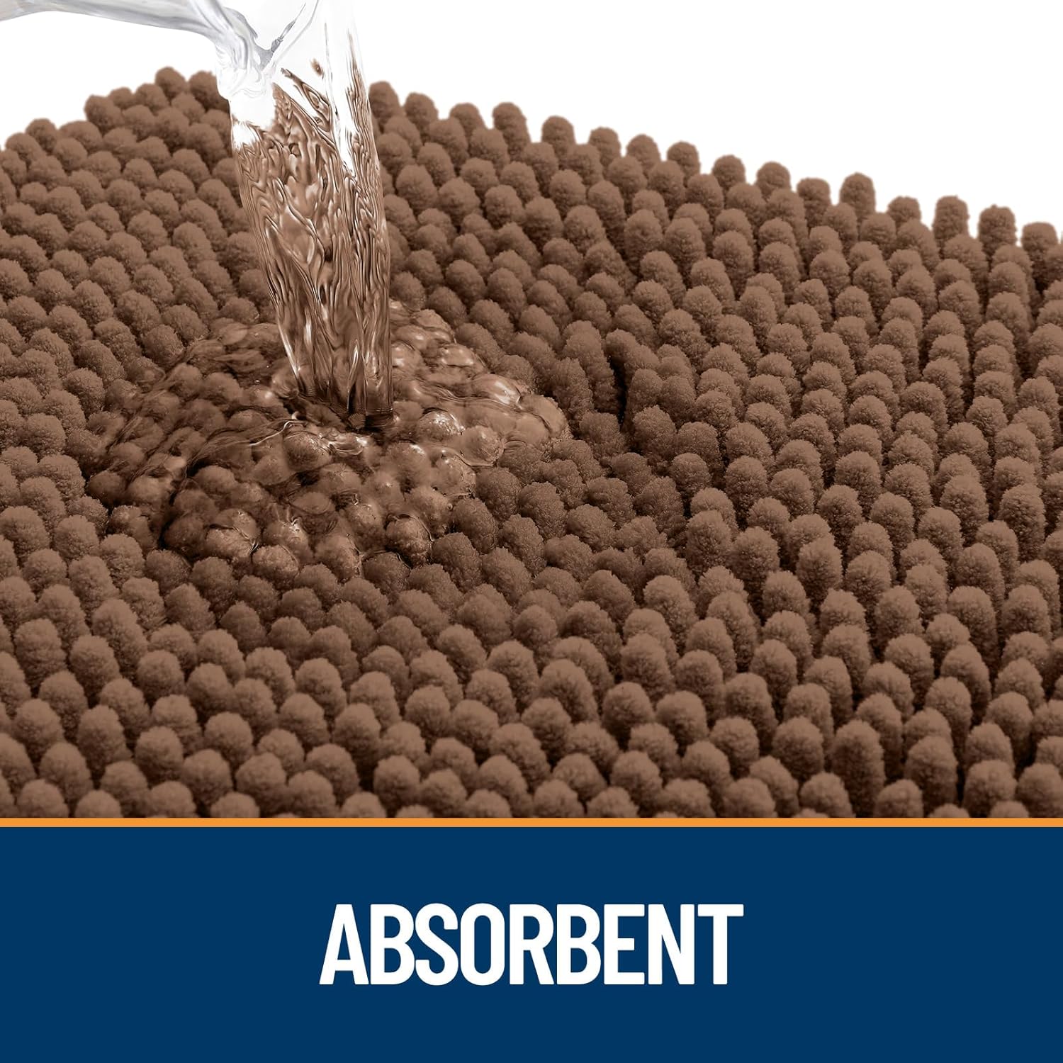 OLANLY Dog Door Mat - Absorbent Non-Slip Chenille Mat for Muddy Paws | 70x32 Mocha, Quick Dry Indoor Carpet