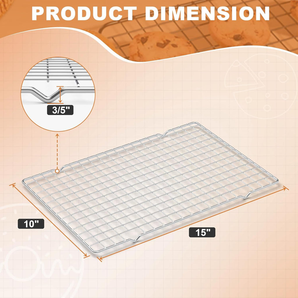 TOPCJ Cooling Rack - 2PCS Heavy Duty Stainless Steel Baking Rack | 10”x15” Non-Stick Grilling & Roasting