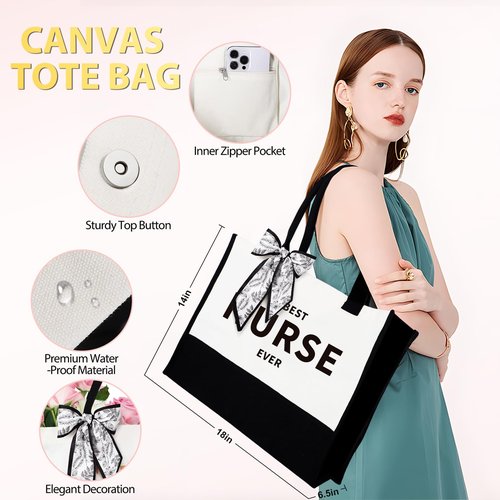 Suhctuptx Nurse Gifts for Women, Rn Appreciation Gift Set Nurses Week Set Graduation Box Christmas Basket for Nurses Female Nursing Student with Canvas Beach Tote Bag Tumbler Keychain Pink