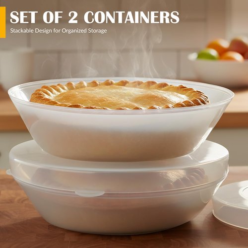 Mission Gallery 2 Pack Pie Carrier with Airtight Lid - BPA Free Pie Storage Container with Cover - Transport Keeper for Most Bakery - Plastic Pie Dish Holder
