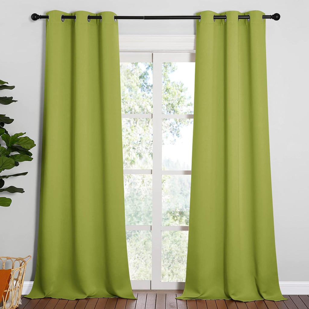 NICETOWN Room Darkening Curtains - Fresh Green Thermal Insulated Panels, 95" Length | Double Set (42" Width)
