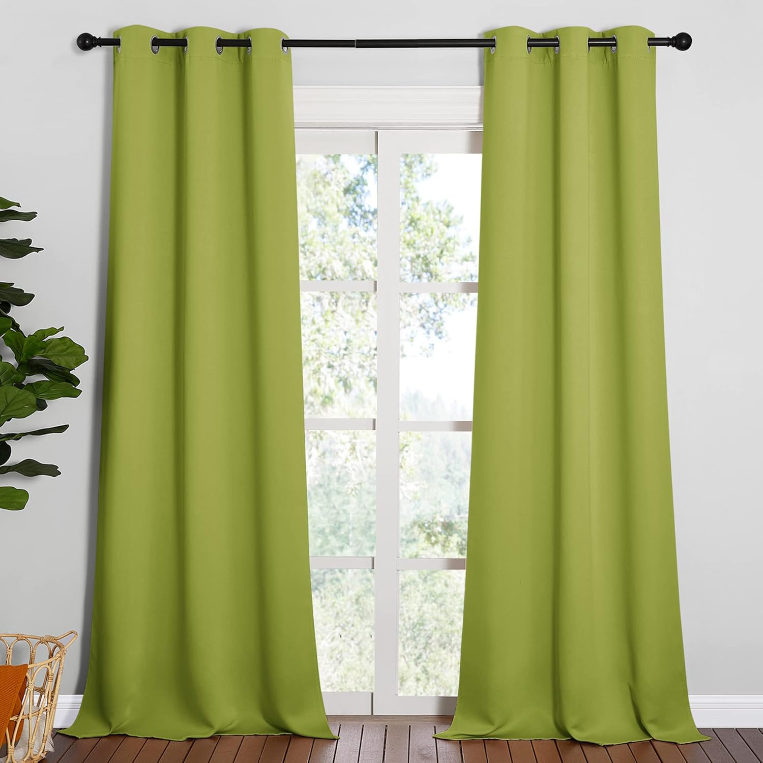 NICETOWN Room Darkening Curtains - Fresh Green Thermal Insulated Panels, 95" Length | Double Set (42" Width)