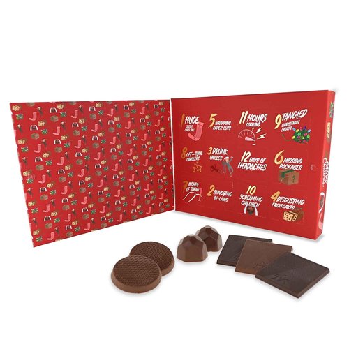 Astor Chocolate 12 Pains of Christmas Advent Calendar - Funny Holiday Countdown with Milk Truffles & Dark Mint Chocolate Gifts