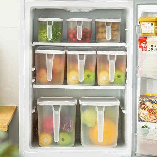 MineSign 4Pack 8L Plastic Storage Containers with Lid Large Square Food Storage Organizer Stackable Refrigerator Organizer with Handle Kitchen Containers for Fruits Vegetables Meat Egg