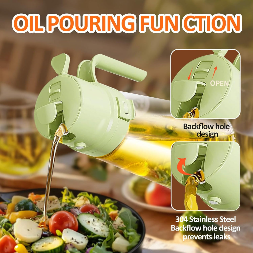 YARRAMATE 16oz Easy Refillable Oil Sprayer - Food-Grade Glass Oil Mister for Cooking & BBQ | Green