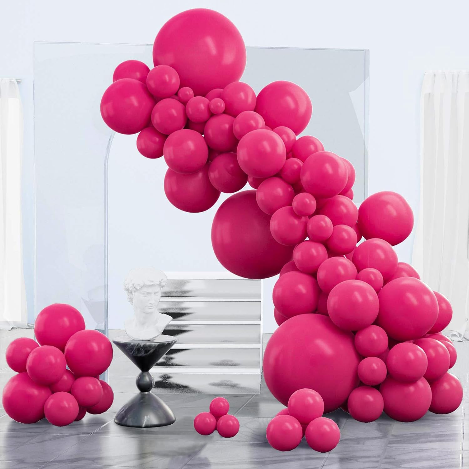 PartyWoo Hot Pink Balloon Arch Kit - 85 Pcs in 5-18 Inch Sizes for Baby Showers, Weddings & Birthdays