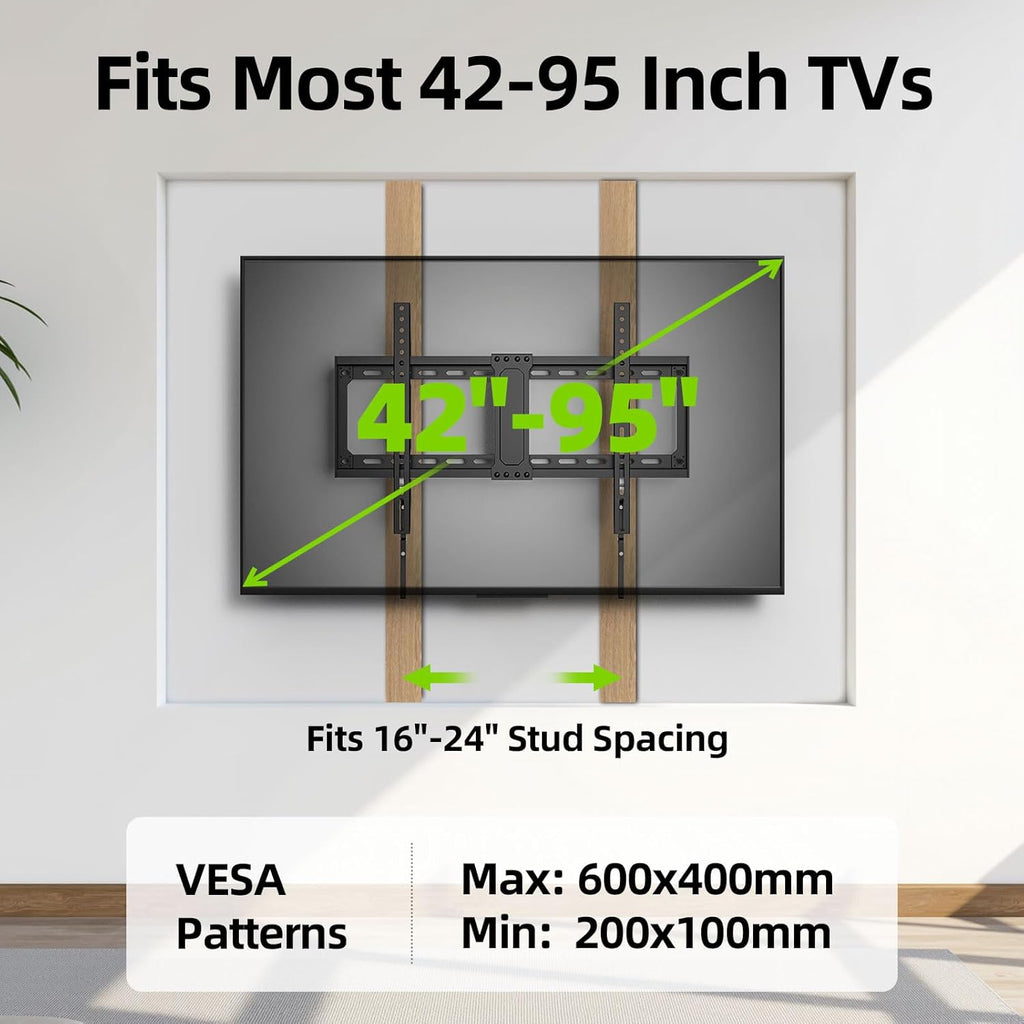 USX MOUNT TV Wall Mount - Low Profile Fixed Bracket for 42-95 Inch TVs | Supports Up to 132 lbs