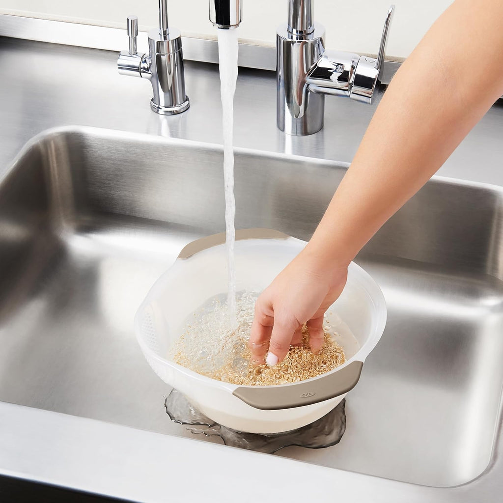OXO Good Grips Rice Colander - Efficient Washing for Small Grains | Durable & Easy to Use